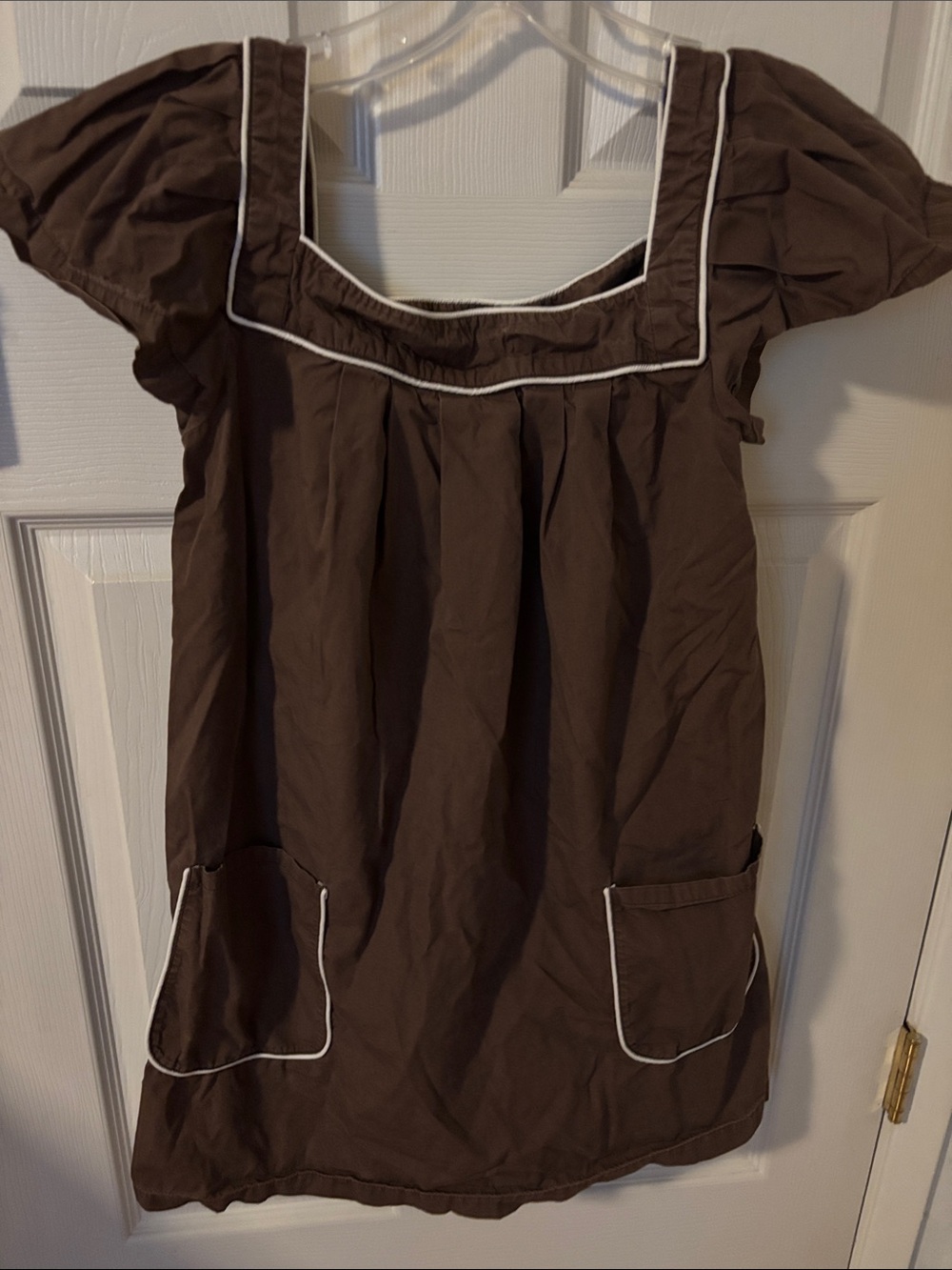 Kate Spade Brown mini dress with White Piping Trim